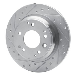 Acura RL Brake Rotor (1) - Rear Left - R1 Concepts - Drilled & Slotted - Silver - `99-`01